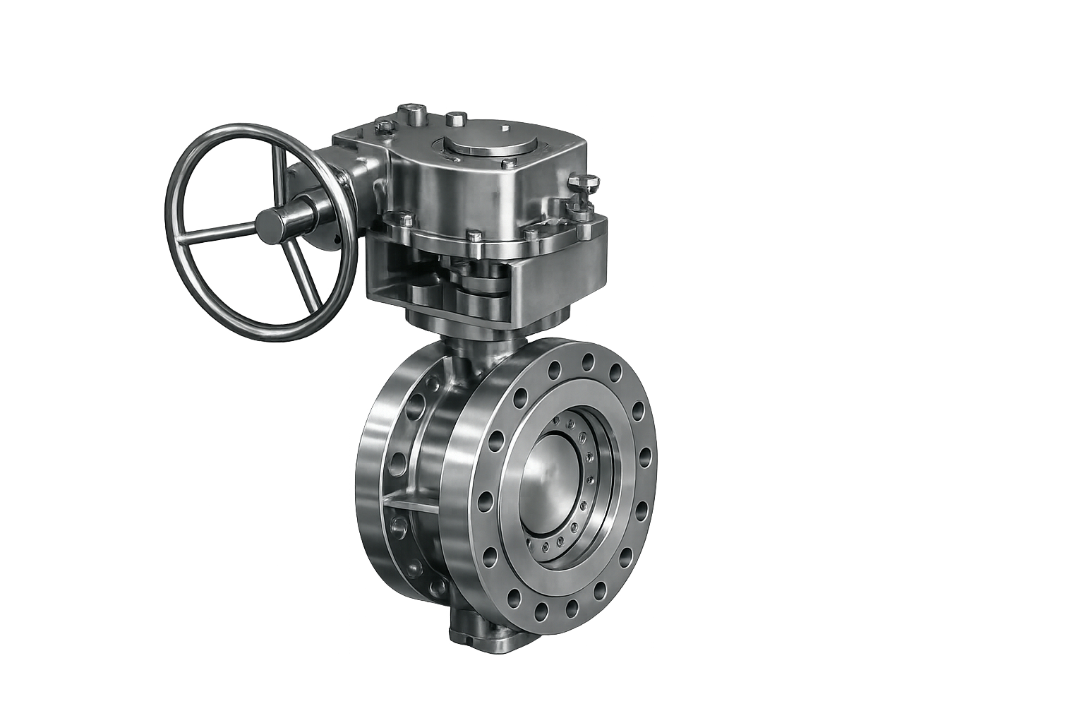 Triple excentric butterfly valve stainless steel double flanged EN 558 PN 64